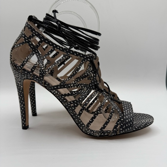 Dolce Vita Tessah Caged Lace Up Heels Snake Print Leather Sandals Womens 9.5 - Picture 3 of 16